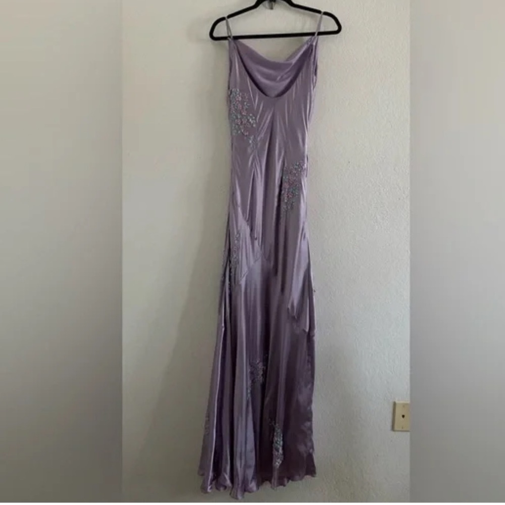 Vintage Y2K 100% Silk Beaded Dress Vintage Y2K Dress Fairy Cottage Prom Floral - Picture 11 of 11